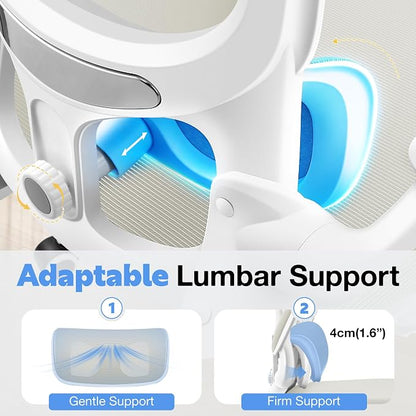 ALLGOD Ergonomic Office Chair, Breathable Mesh Ergonomic Desk Chair with Adjustable Lumbar Support, Flip-up Armrests, Computer Chairs Comfortable for Home, Office, Work, 300lbs, White, Upgrade