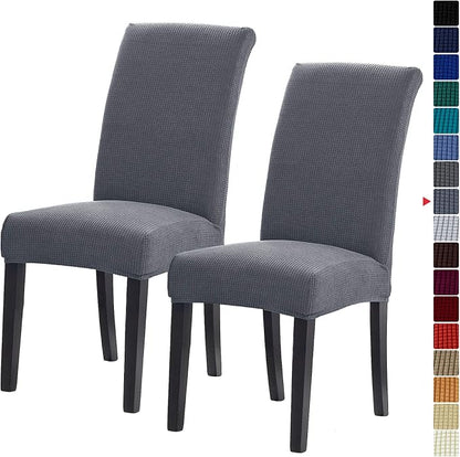Stretch Chair Covers for Dining Room Set of 2, Removable Washable Dining Room Chair Covers, Dining Chair Slipcovers Seat Protector, Great Home Decor and Banquet Upholstery (Gray, 2 Pack)