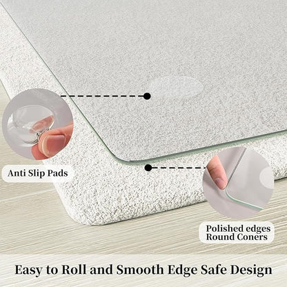 Glass Chair Mat 30" x 50" Heavy Duty Tempered Glass Office Chair Mat, Glass Floor Mat with Round Corner and Polished Edge for Smooth Glide, Carpet Hardwood Floor Protector