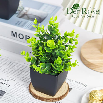 Der Rose 4 Packs Fake Plants Small Artificial Mini Faux Plants for Bathroom Home Office Shelf Black Decor Indoor