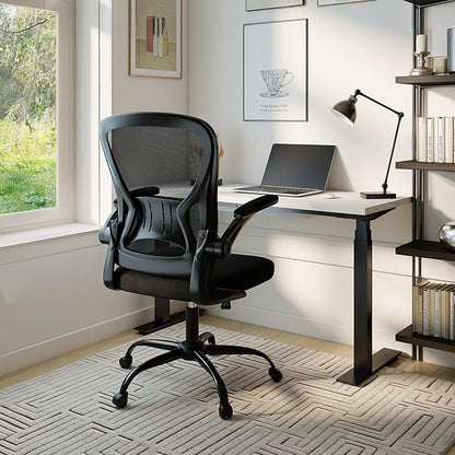Youhauchair Office Chair Set of 10, Ergonomic Home Office Desk Chairs with Flip-up Arms and Lumbar Support, Height Adjustable, Black