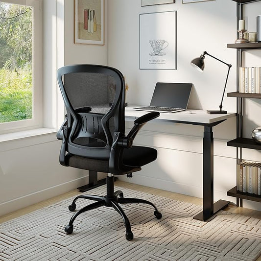 Youhauchair Office Chair Set of 10, Ergonomic Home Office Desk Chairs with Flip-up Arms and Lumbar Support, Height Adjustable, Black