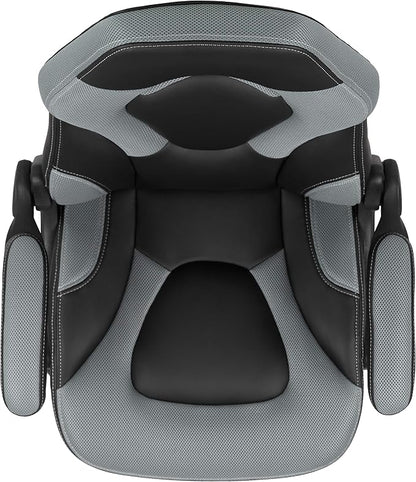 Flash Furniture X10 High-Back LeatherSoft Racing Style Gaming Chair with Flip-Up Arms, Ergonomic Padded Swivel Computer Chair, Gray/Black