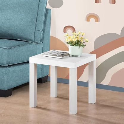 Kings Brand Furniture Zayne Modern Square Wood Parsons Side End Table for Bedside Use, Nightstand, Bedroom, Living Room, or Office (White)