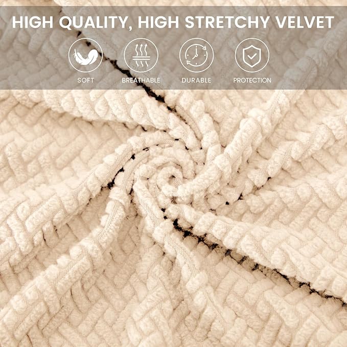 MIFXIN Computer Office Chair Cover Stretch Elastic Slipcover 2 Piece Stretchable Jacquard Computer Chair Seat Covers Furniture Protector for Office Home, Only Covers NO Chair (Beige)