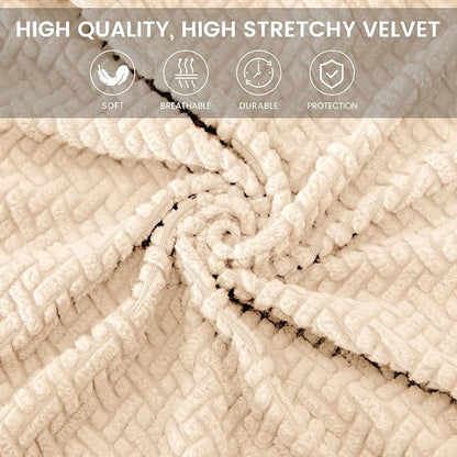 MIFXIN Computer Office Chair Cover Stretch Elastic Slipcover 2 Piece Stretchable Jacquard Computer Chair Seat Covers Furniture Protector for Office Home, Only Covers NO Chair (Beige)