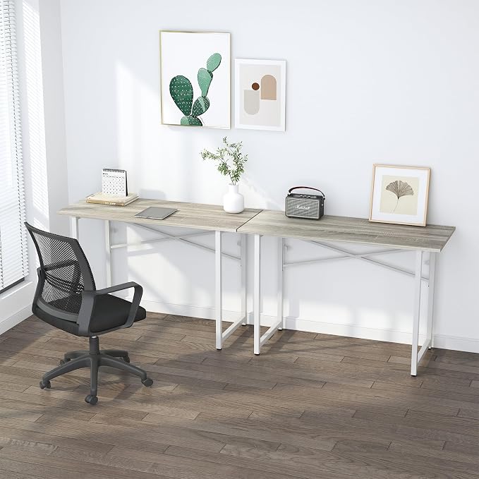 Lutown-Teen Folding Desk 47 inch No Assembly Required Home Office Table, Writing Gaming Computer Camping Desk, Beige