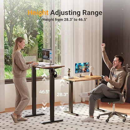YDN 32" Small Electric Standing Desk Adjustable Height, Sit Stand up Desk with Memory Presets & Cable Management, Home Office Desk for Office & Computer Workstation, Black Frame/Rustic Brown Top
