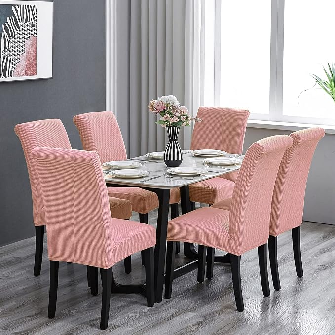 Stretch Chair Covers for Dining Room Set of 2, Removable Washable Dining Room Chair Covers, Dining Chair Slipcovers Seat Protector, Great for Home Decor and Banquet (Dusty Pink, 2 Pack)