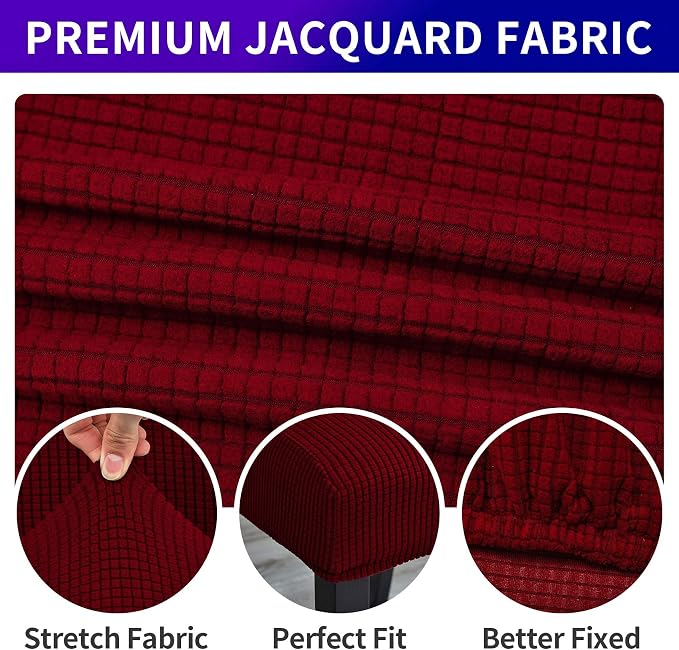 Stretch Chair Covers for Dining Room Set of 4, Removable Washable Dining Room Chair Covers, Dining Chair Slipcovers Seat Protector, Great Home Decor and Banquet Upholstery (Red Dahlia, 4 Pack)