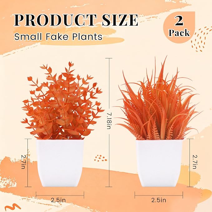 Der Rose 2 Pack Fake Plants Maple Red Artificial Plants for Fall Decor | Autumn faux plants for bathroom kitchen home office desk decor and fall displays, no maintenance needed