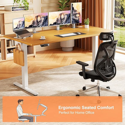 Sweetcrispy 55 Inch Electric Standing Desk, Height Adjustable Sit Stand Up Desk, Computer Workstation Home Office Gaming Rising Table with Memory Preset Splice Board,Oak