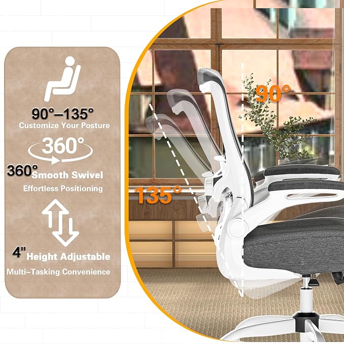 Ergonomic Office Chair - High Back Desk Chair with Adjustable Lumbar Support, Breathable Mesh Back, 330LBS Capacity, Easy Assembly, for Home Office Executive Computer Task