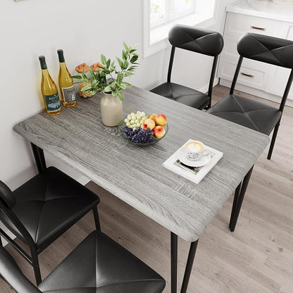 CABIHOME 4-Piece Compact Office Desk and Chair Set, Space Saving Dining Table and Chairs, Multi-Purpose MDF Table Set with Ergonomic Cushioned Chairs, Vintage Brown Waterproof, for Small Apartment/Kit
