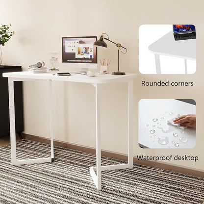 Funecy Computer Desk 40 Inch Small Table for Office,Modern Simple Style Writing Study Work Gaming Table for Home Office (White)
