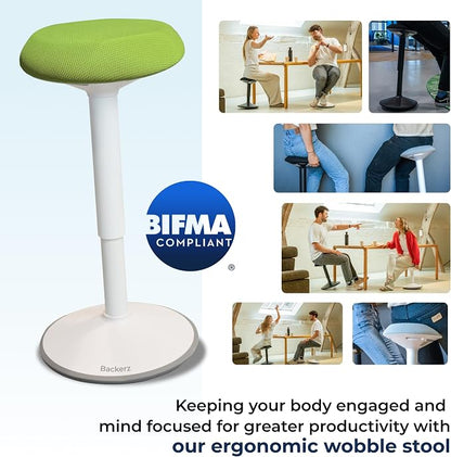 Standing Desk Stool Chair, Height Adjustable Stool 21-31 inch for Office and Classroom, Swivel seat, Anti-Slip Bottom Ergonomic Wobble Stool with Rocking Motion, Green
