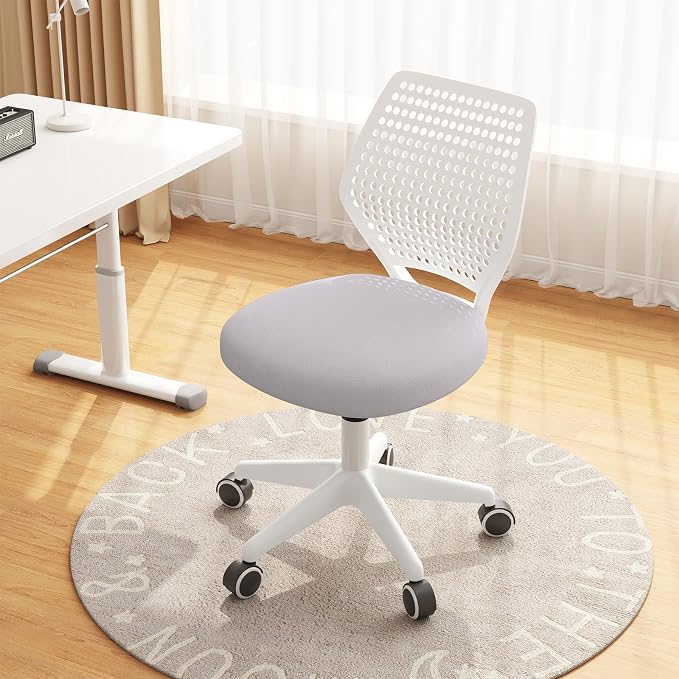 Small Office Chair with Wheels, Armless Desk Chair Height Adjustable Swivel Rolling Task Chair Breathable Mesh Ergonomic Computer Work Chair for Adult, Gray