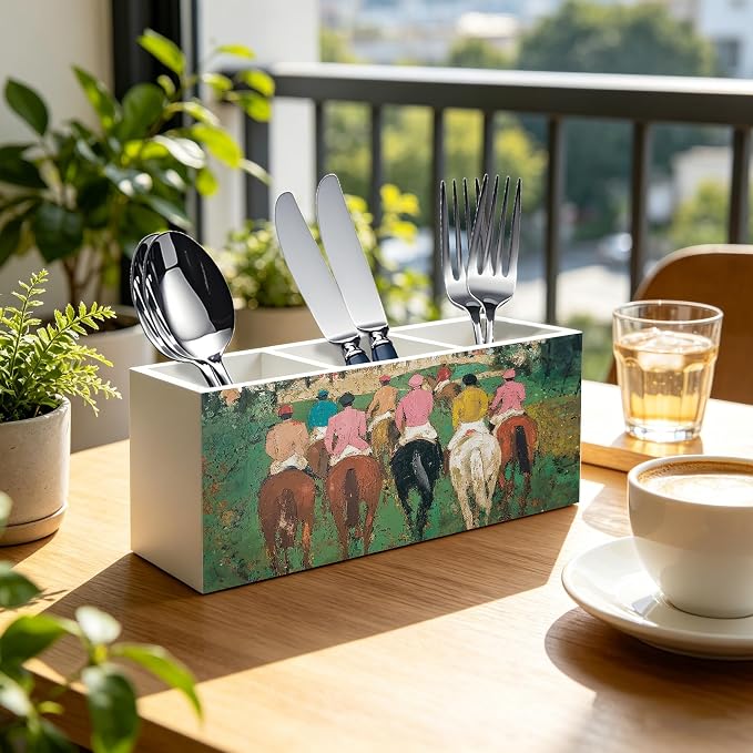Equestrian Gifts for Women Men Pen Pencil Holder Organizer for Home Office Desk Accessories, Country Western Cowboy Horse Racing Wood Signs Makeup Brush Toothbrush Holder