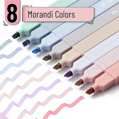 Mr. Pen- Aesthetic Highlighters No Bleed, 8 Pack, Morandi Colors | Chisel Tip, Cute Highlighters Assorted Colors for Journaling, Highlighting, Underlining, Fast Dry, Back to School Supplies