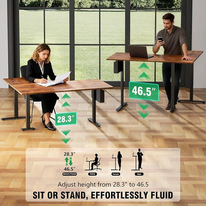 Korfile L Shaped Electric Standing Desk,63 Inch Adjustable Height Sit to Stand Corner Desk with Memory Presets, Reversible Computer Table for Home Office, Work and Study, Rustic Brown