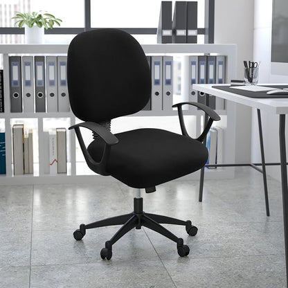 Smiry Stretch Printed Office Computer Chair Covers, Universal Washable Removable Desk Rotating Chair Slipcovers Protector, Seat + Backrest Cover - Black