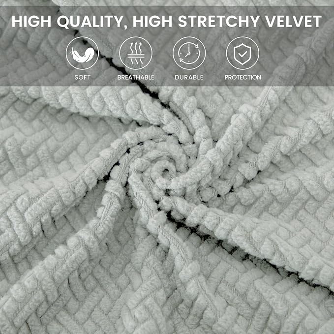 MIFXIN Computer Office Chair Cover Stretch Elastic Slipcover 2 Piece Stretchable Jacquard Computer Chair Seat Cover Furniture Protector for Office Home, Only Covers NO Chair (Light Grey)
