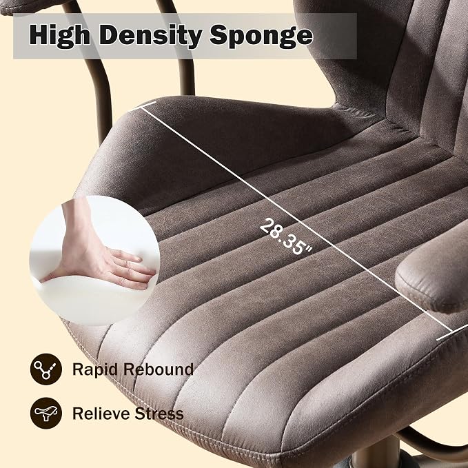 Home Office Chair,Ergonomic Computer Chair with Lumbar Support Adjustable Height,Mid-Century Modern Office Chair with Rolling Swivel Chair for Home Office Game Study(Suede Mid Back Chair,Gray)