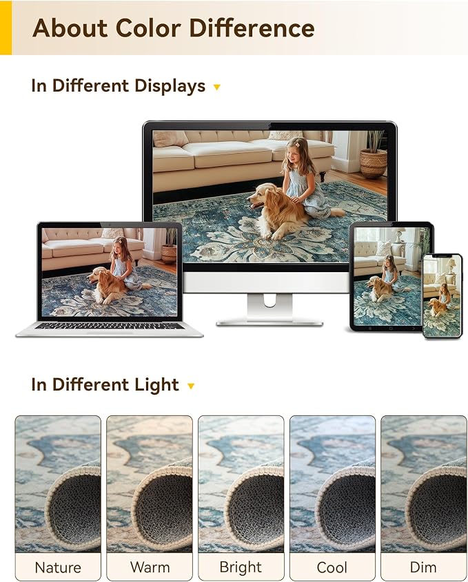 RELEANY Area Rugs Runner 2'6"x14' Washable Non-Slip, Floral Vintage Distress Medallion Carpet for Kitchen Hallway Bedroom Beside Laundry Room Bathroom, Dark Blue Vintage