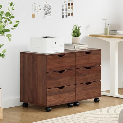 Farini 3-Drawer Under Desk Wooden File Storage Cabinet with Lockable Caster for Home Office,Brown,Required Assembly