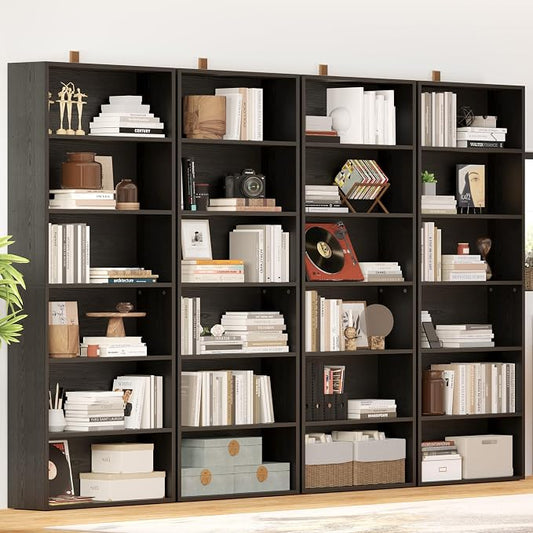 IRONCK Bookshelves and Bookcases Set of 2 Floor Standing 6 Tiers Display Storage Shelves 70 in Tall Bookcase Home Decor Furniture for Home Office, Living Room, Bed Room