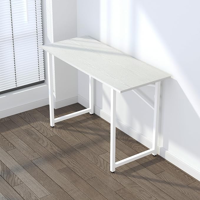 Lutown-Teen Folding Desk 47 inch No Assembly Required Home Office Table, Writing Gaming Computer Camping Desk, White