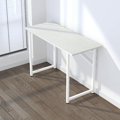 Lutown-Teen Folding Desk 47 inch No Assembly Required Home Office Table, Writing Gaming Computer Camping Desk, White
