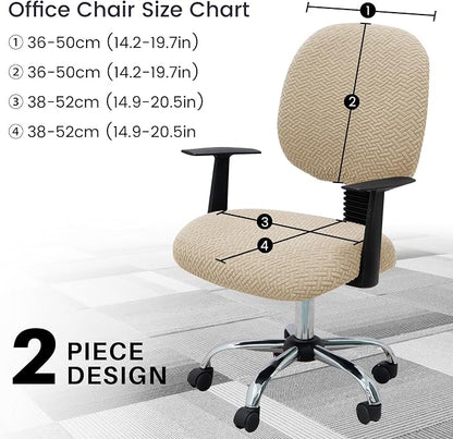 MIFXIN Office Chair Cover Stretch Slipcover 2 Piece Elastic Jacquard Computer Chair Seat Covers Furniture Protector for Office Home, Only Covers, NO Chair (Khaki)