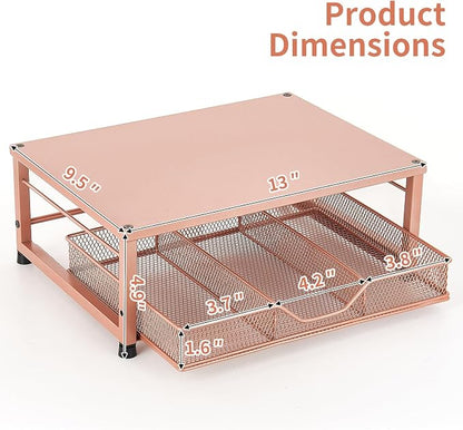 Small Laptop Stand for Desk, Monitor Stand Riser, Office Desk Accessories, Computer Desktop Stand with Drawer for Home, Office, School (Bronze)