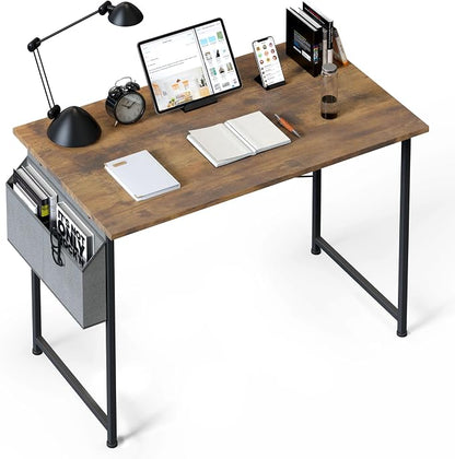 YSSOA Computer Desk Home Office Work Study Writing Modern Simple Table with Headphone Hooks