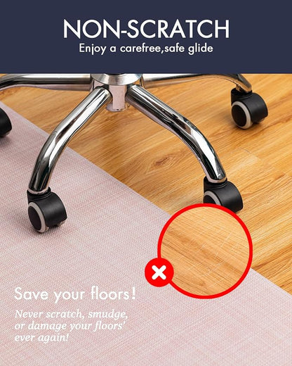 BARoyal Office Chair Mat for Hardwood Floor Under Desk Computer Rolling Chair Mat for Wood/Tile Floor Non-Slip Heavy Duty Desk Rug PVC Plastic Hard Floor Protector 48" x 60"(Blush)