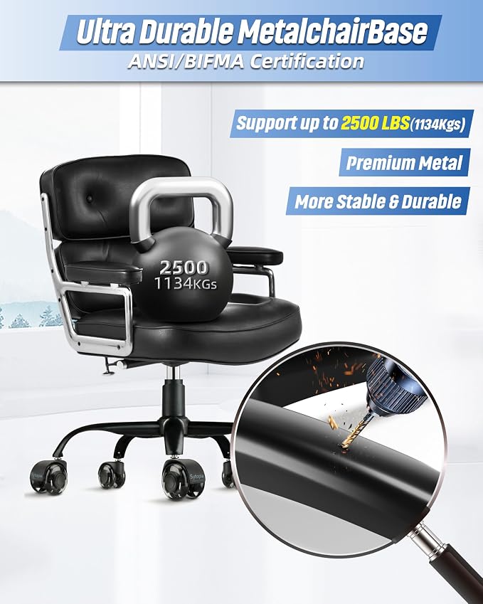 MASTERY MART 28"(70 cm) Metal Heavy Duty Office Chair Base Replacement with 5 Wheels, 2500 Lbs, Desk Chair Gaming Base Replacement Parts, Matte Black