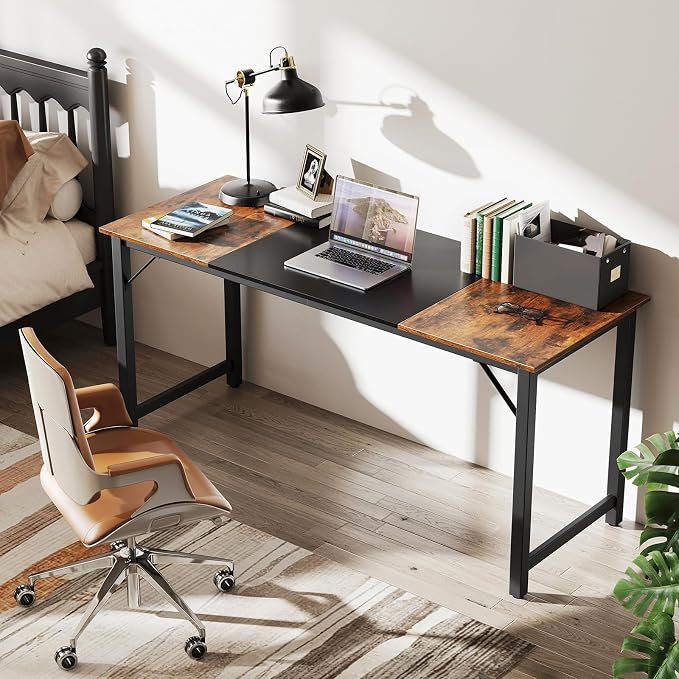 GOFLAME 63” Computer Desk, Heavy Duty Metal Frame Laptop Table, Writing PC Table, Rectangle Home Office Desk, Conference Table, Meeting Room, Boardroom Desk, Working Task Desk for Bedroom, Study