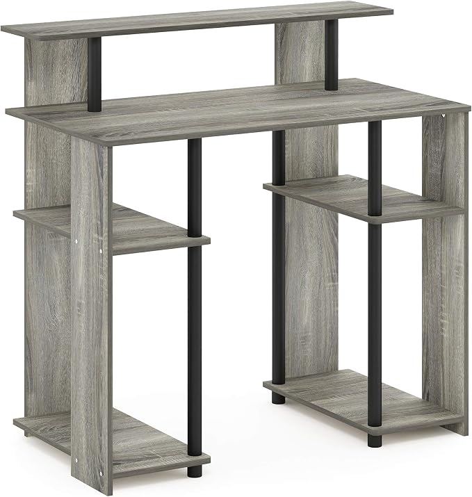 Furinno JAYA Simple Design Computer Writing Desk, French Oak Grey/Black