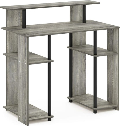 Furinno JAYA Simple Design Computer Writing Desk, French Oak Grey/Black