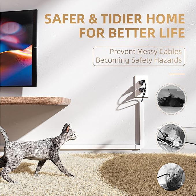 Delamu Cord Hider, 85in Cord Covers for 2-3 Wires on Wall, Self-Adhesive Cable Hider, Paintable Wire Hiders Wire Covers for TV Cords on Wall, Easy Mount Cable Cover Raceway Kit, W0.95 H0.55in, White