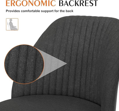 Simple Deluxe Armless Office Desk Chair, Modern Cute Swivel Vanity Chair Comfy Home Office Chairs with Wheels Height Adjustable Rolling Computer Task for Living Room, Make-up, Bedroom, Dark Grey