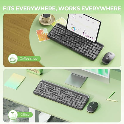 seenda Bluetooth Keyboard and Mouse for iPad, CTU-301 Wireless Multi-Device Connection Bluetooth+2.4G Keyboard Mouse Combo with Tablet Holder for iPad/MacBook/Windows, iOS/Android/Phone, Black