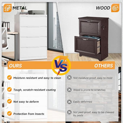 Bestoo 3 Drawer File Cabinet with Lock, File Cabinet, Metal Lateral Filing Cabinet, File Cabinets for Home Office, Office Cabinet for Hanging Files Letter/Legal/F4/A4 Size