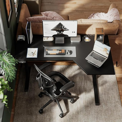 Agilestic Electric Standing Desk, Height Adjustable Desk, 59 x 35 Inch Sit Stand up for Work Office Home, L Shaped Ergonomic Rising Computer Table with Memory Preset, Black