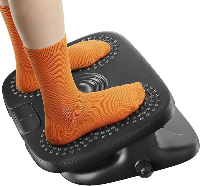 PEGZONE Under Desk Footrest, Adjustable Foot Rest with Height and Degree Angle,Ergonomic Desk Foot Rest with Massage Texture, Plastic Foot and Leg Rest for Home & Office