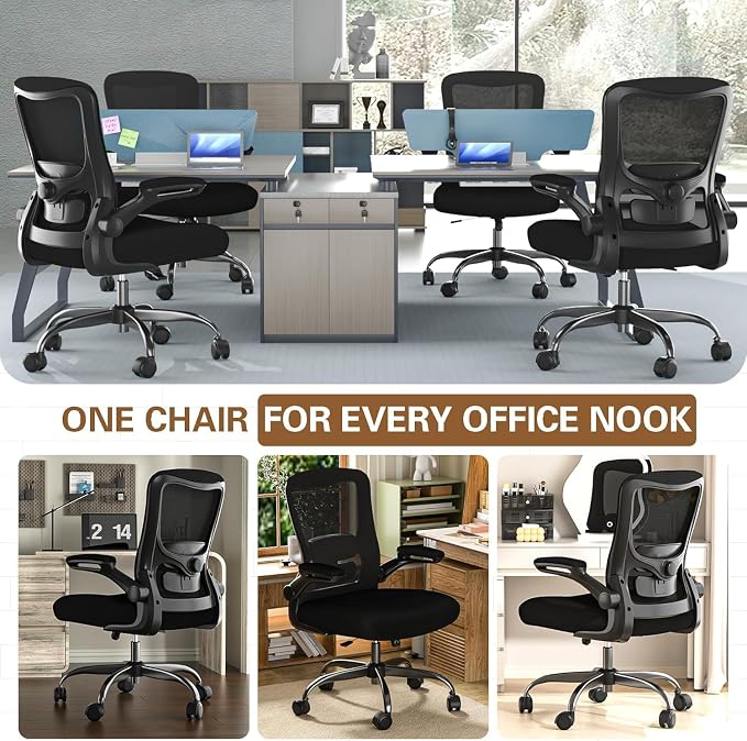 Ergonomic Office Chair for Long Hours, Padded Lumbar Support for Lower Back Relief, 330 lb Capacity, Comfortable Computer Desk Chair for Home Office, Computer & Study
