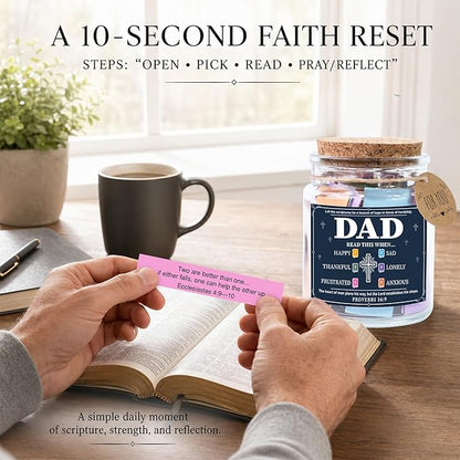 Father Day Gift for Dad, Bible Verse Jar for Dad, Christian Gifts for Men, First Father Day Gift from Son, Daughter