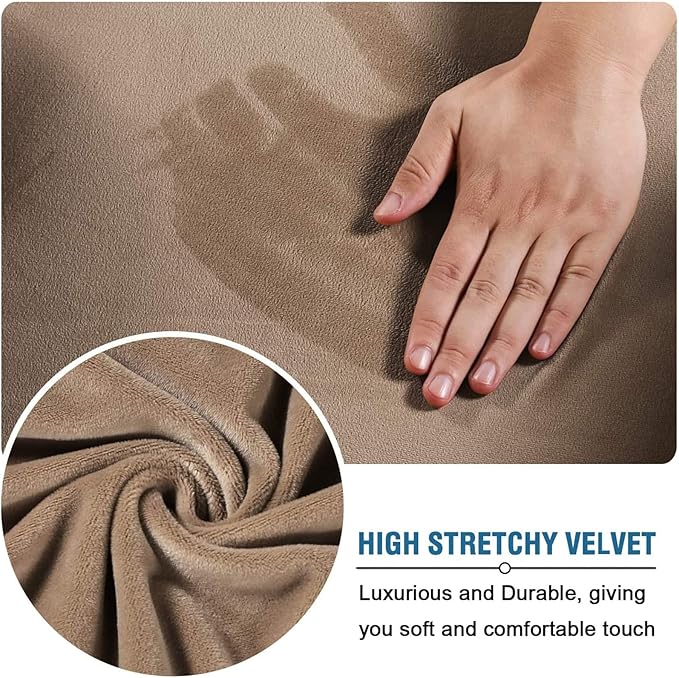 Velvet Plush Office Desk Chair Cover for Ergonomic, Brown, XL | Stretchable, Wide Large, Cat Proof Elastic, Fits Mesh and Executive Chairs, With Wheels and Armrests, Removable