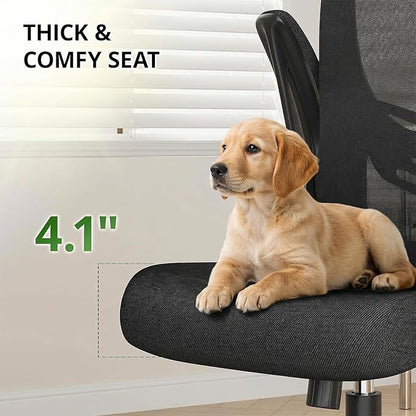 Office Chair, Ergonomic Breathable Mesh,Flip-Up Arms and Adjustable High Back Lumbar Support,Comfy Computer Chair for Home Office (Black, 407)